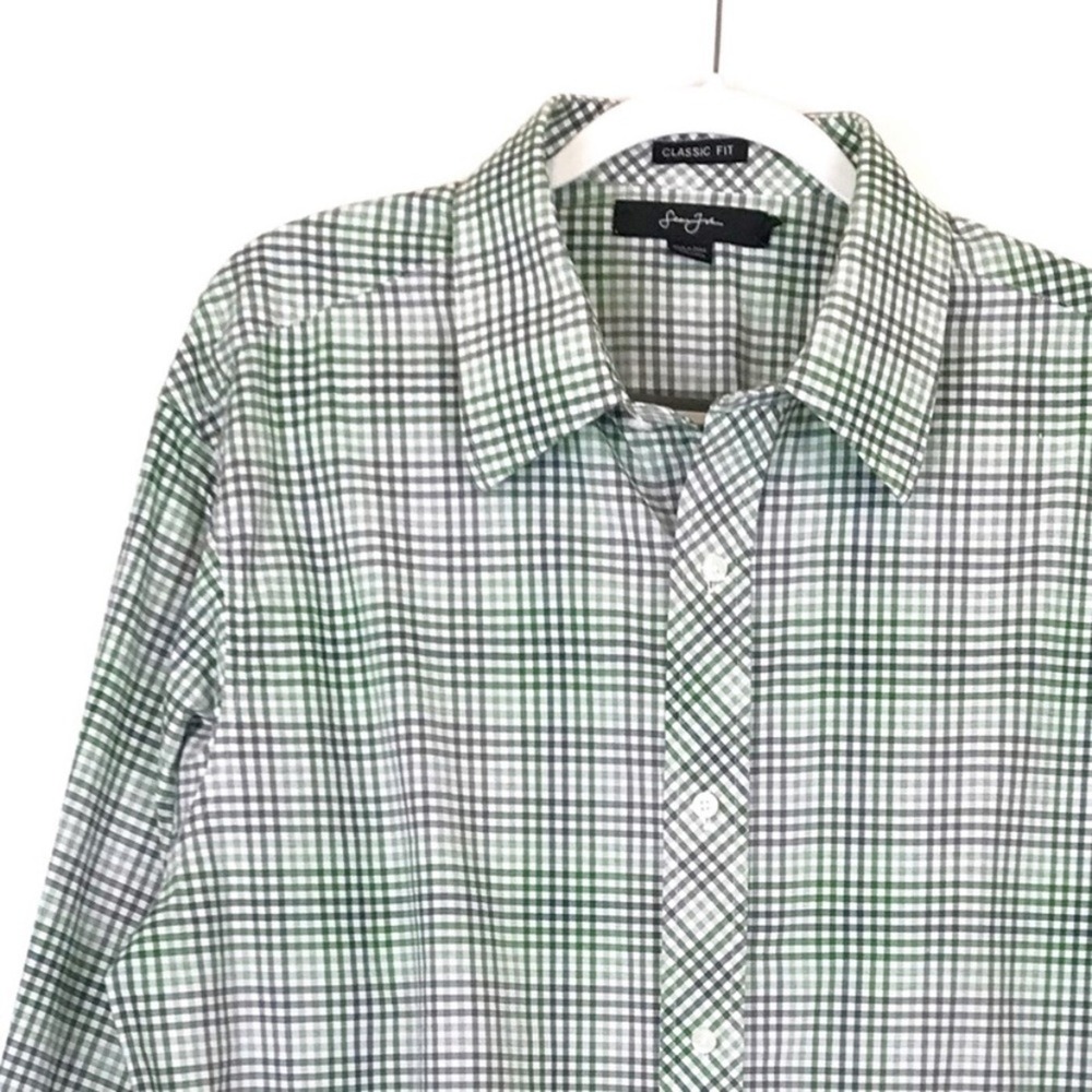 Sean John Mens Shirt Plaid Classic Fit Long Sleeve XXL Cuff Link